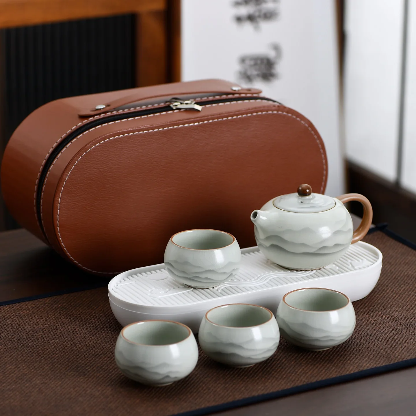 Ruyao Travel Tea Set, Light Luxury Business Reception, High-quality Ceramic Gifts for Leading Customers,kung Fu Tea Tool Set Cup