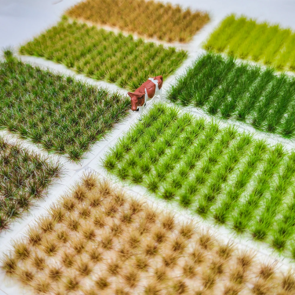 104/208 szt. Miniaturowe statyczne trawy, zestaw modelarski, roślinność, krzewy, żywopłoty do modeli kolejowych/budynków/ogrodów, akcesoria do krajobrazu trawnikowego