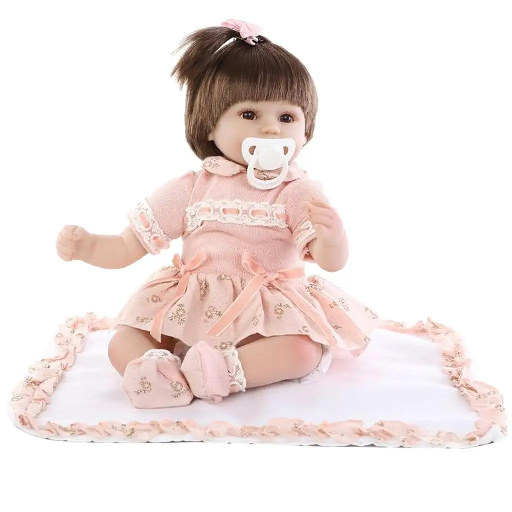 

43cm Simulation Silicone Newborn Baby Girl Doll in Pink Clothes Kid Sleeping Playmate