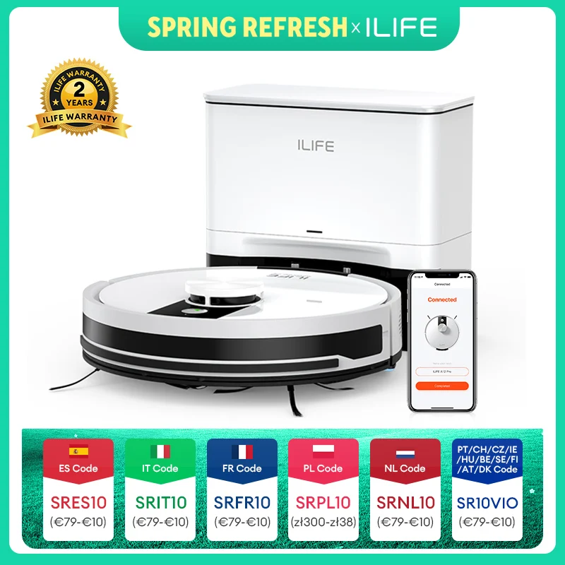 Robot aspirateur et serpillière ILIFE A12 Pro, navigation LIDAR, collecte automatique de la poussière, aspiration 3000Pa, contrôle par application/télécommande