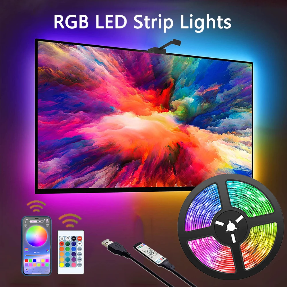 Diody na wstążce LED Smart Home TV USB do komputera IR zdalne podświetlenie zestaw oświetlenia LED RGB do TV, pudełko sypialni szafy wystrój pokoju