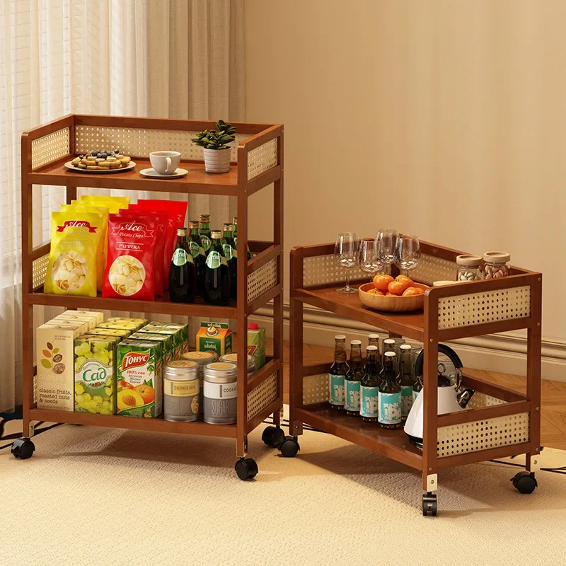 

Mobile coffee table trolley baffle rack multi-layer snack storage rack