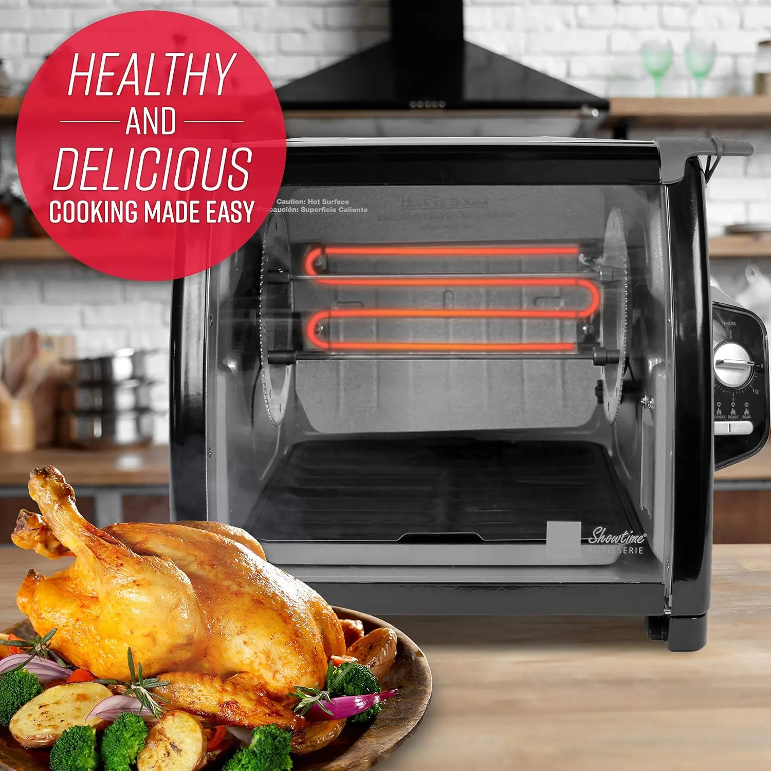 5500 Series Countertop Rotisserie Oven, 12-lb Capacity, Black | Rotisserie chicken cooks perfectly, 3 functions - rotisserie, se