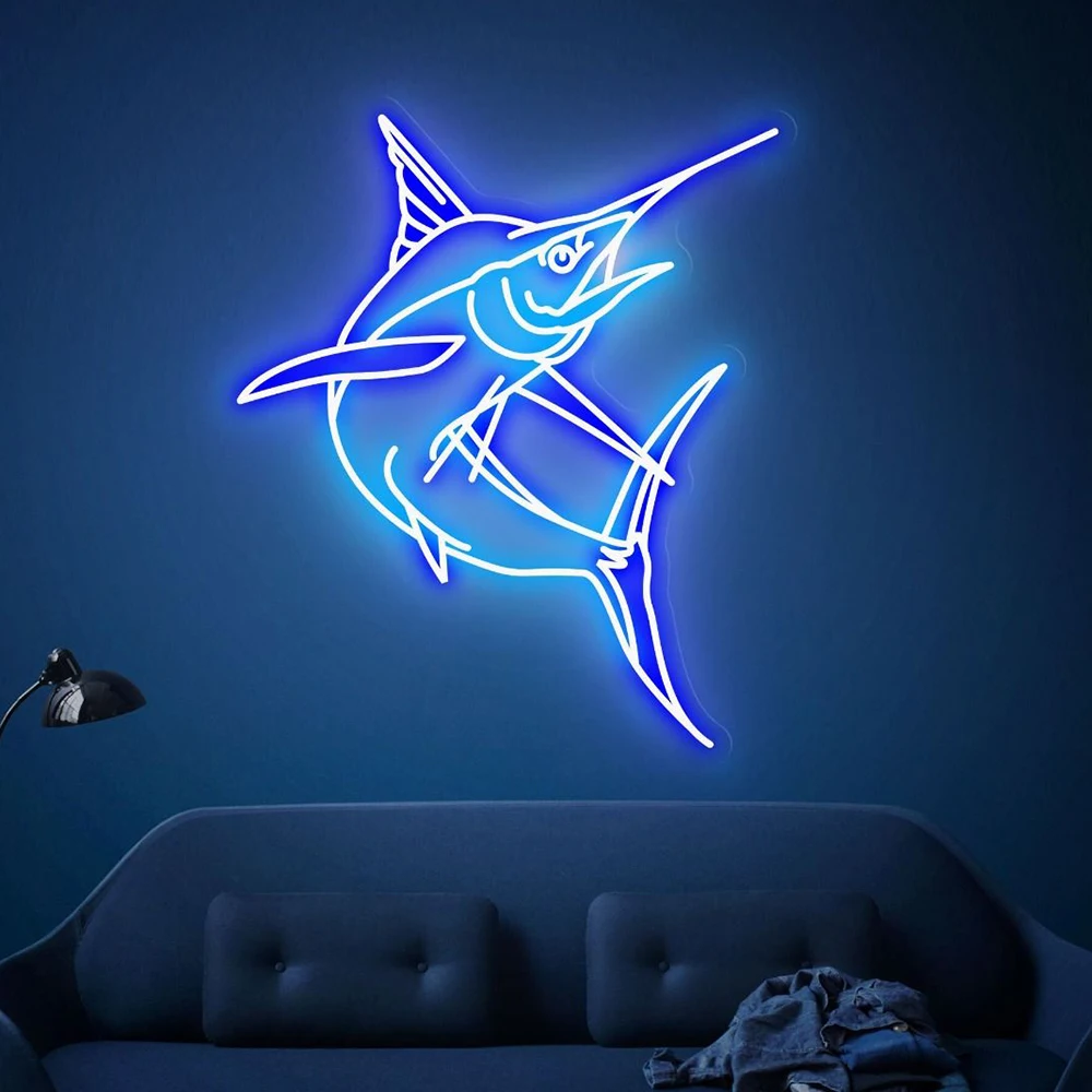 Blue Fish Neon Sign Living Room Wall Decor Home Bar Pub Room Led Neon Light Handmade Store Decoration Custom Neon Signs