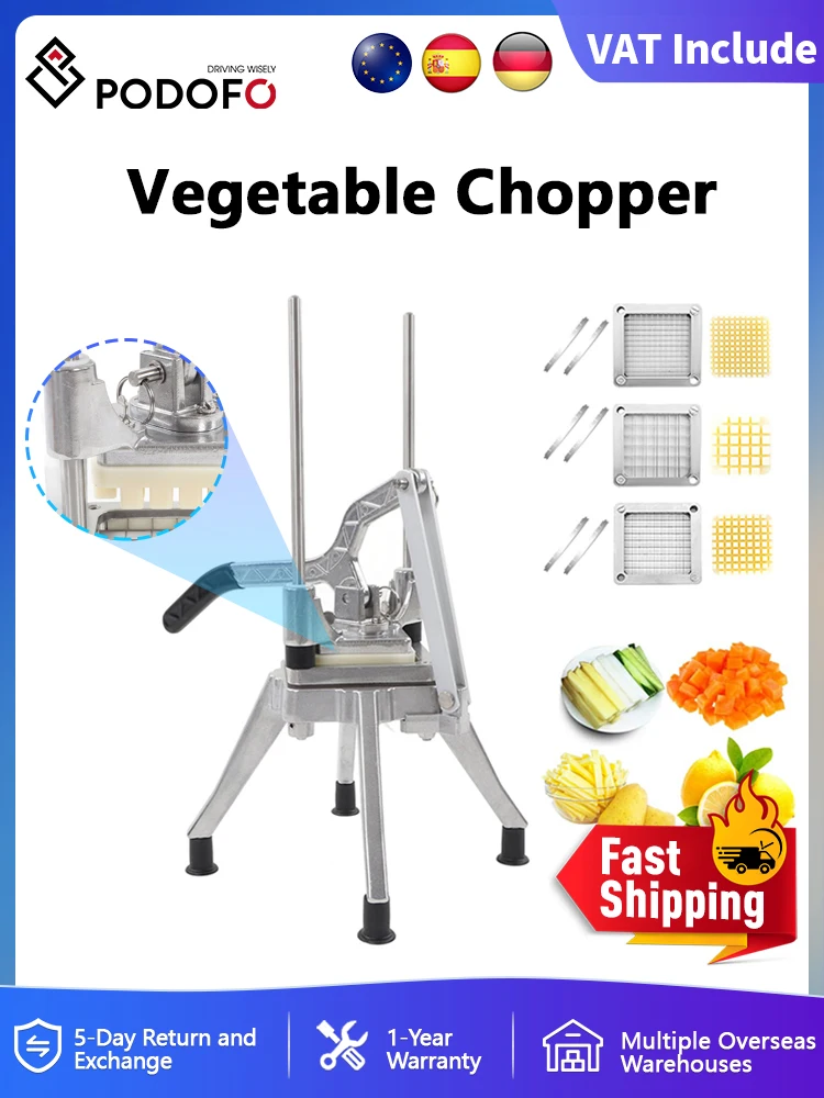 Podofo 1/2 3/8 1/4Inch Groente Chopper Rvs Franse Fry Cutter Aardappel Dicer Fruit Slicer voor Restaurant Thuis Keuken - afbeelding 2