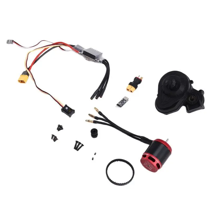 A49K-AM32 80A ESC With Belt Drive Gear Box 3542 1850KV Outrunner Brushless Motor For 1/10 RC Crawler Car SCX10 TRX4 TRX6