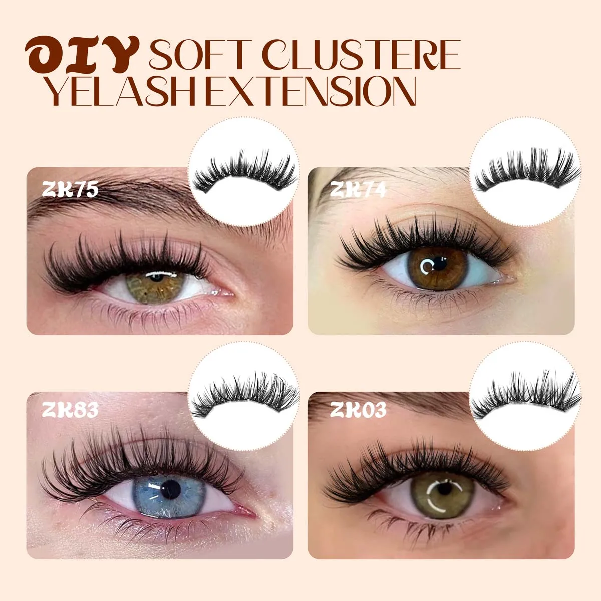 10 Rows Wispy Uplifted Cluster Lashes, Layered Segmented Design, Gracefully Lifted Outer Corners for Eye-Catching Eye Silhouette