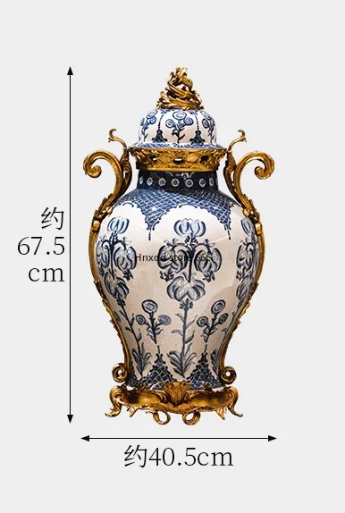 European luxury vase flower ware ceramic blue and white decoration