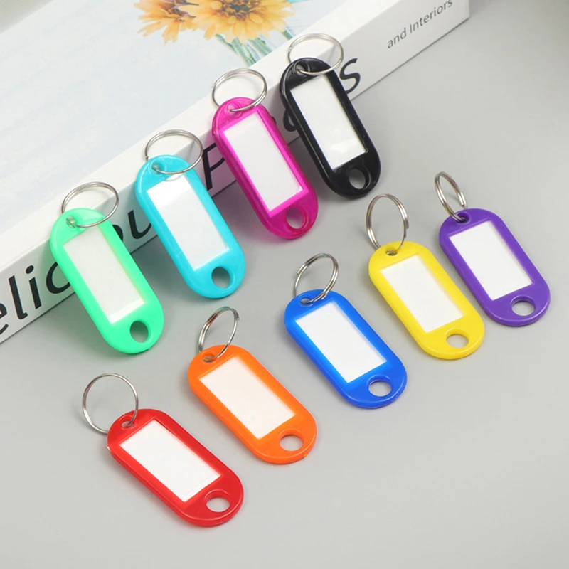 50Pcs Colorful Keychain Key Tag Label ID Name Room Address TEL Number Marker Key Tag Baggage Tag With Split Ring