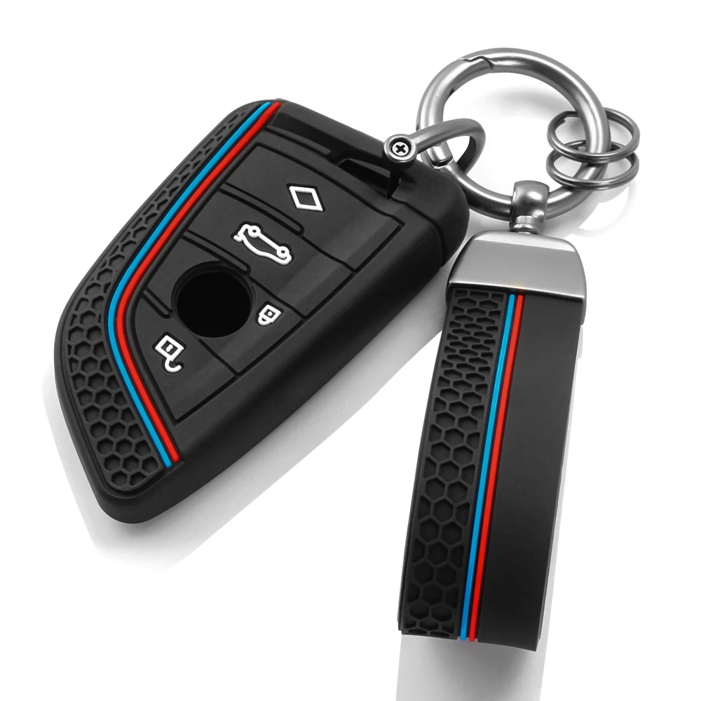 Silikon Auto Schlüssel Fall Schlüssel Kette Für BMW X1 X3 X4 X5 X6 F15 F16 G30 3 5 7 Serie G11 F48 Zubehör Schlüsselbund