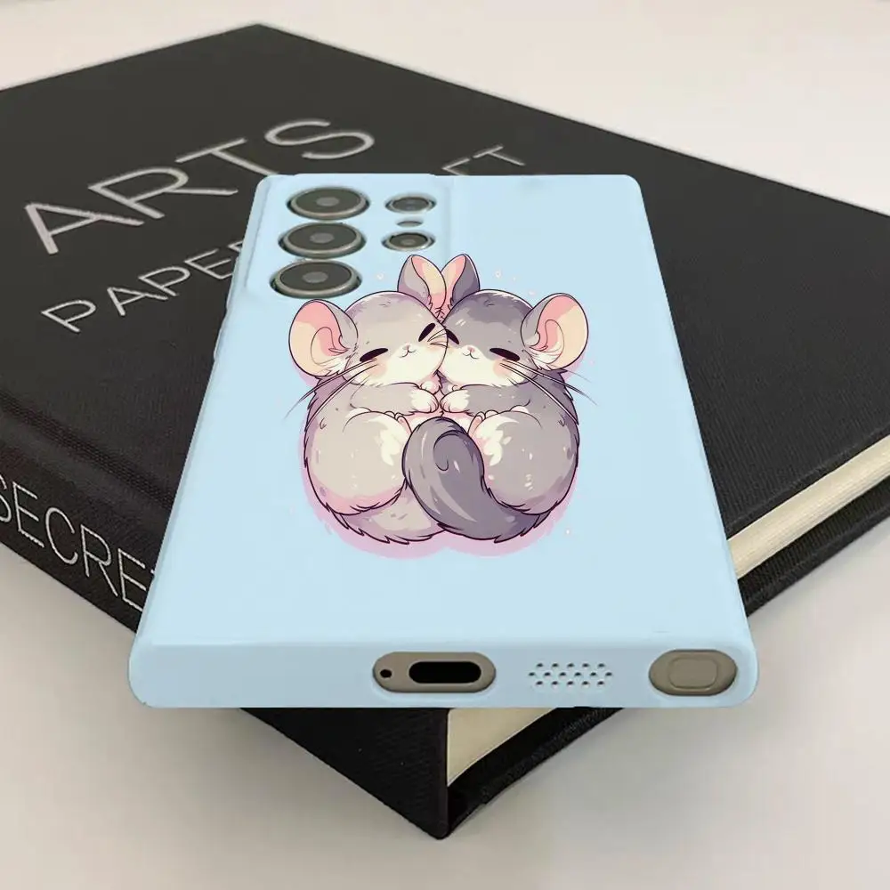 漫画チンチラ電話ケースサムスン S25 24 23 ウルトラプラス S22 光沢のある HD ハードカバーフィルムシェル