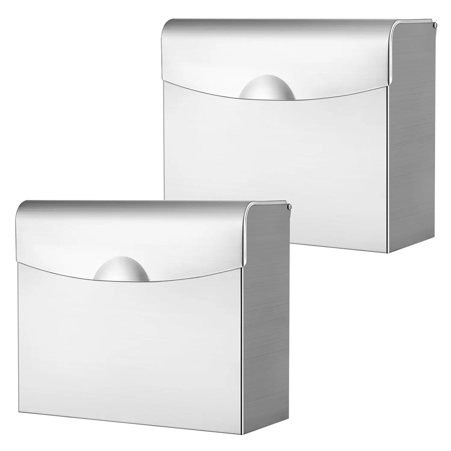 

2-Pack Stainless Steel Sanitary Napkin Disposal Bin, Wall-Mounted Flip Top Receptacle for Bathroom Hygiene (Silver)