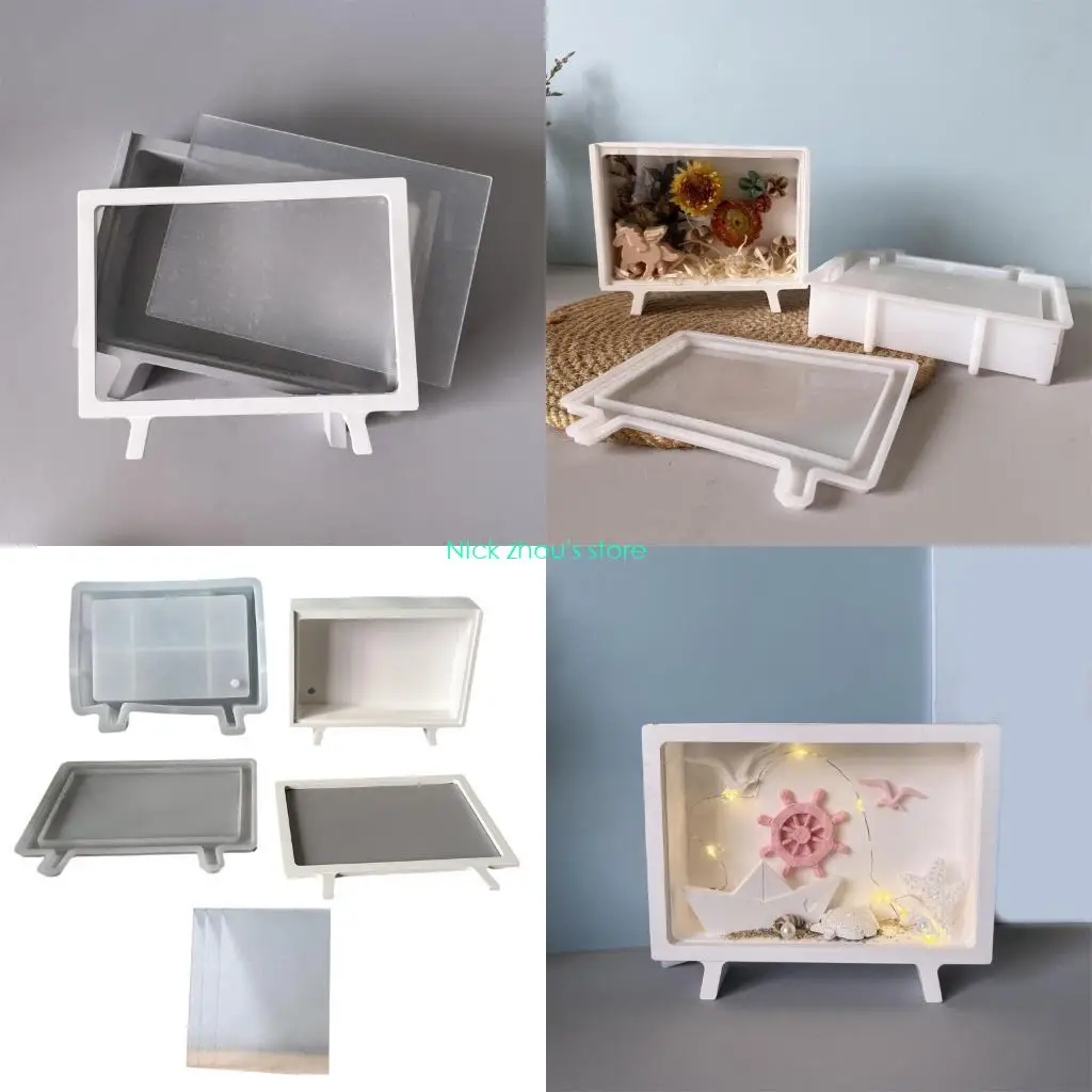 

E15E Easy Release Silicone Storage Box Mold For Resin Crafts And Creative Gifts 3D Landscape Rectangle Container Epoxy Molds