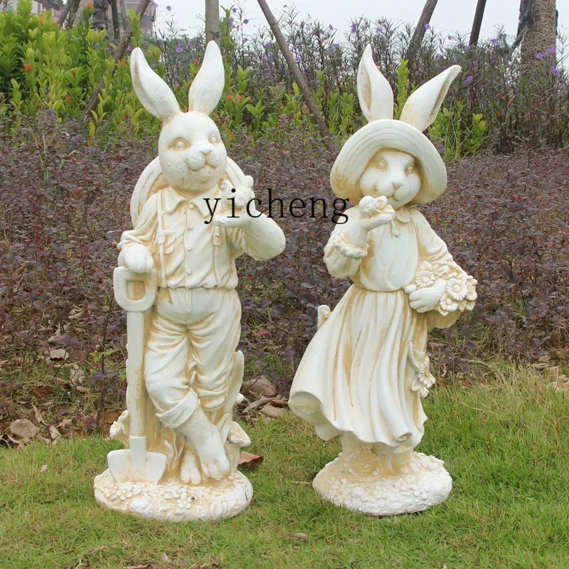 

u18 outdoor garden cartoon simulation rabbit fiberglass animal decorative ornament