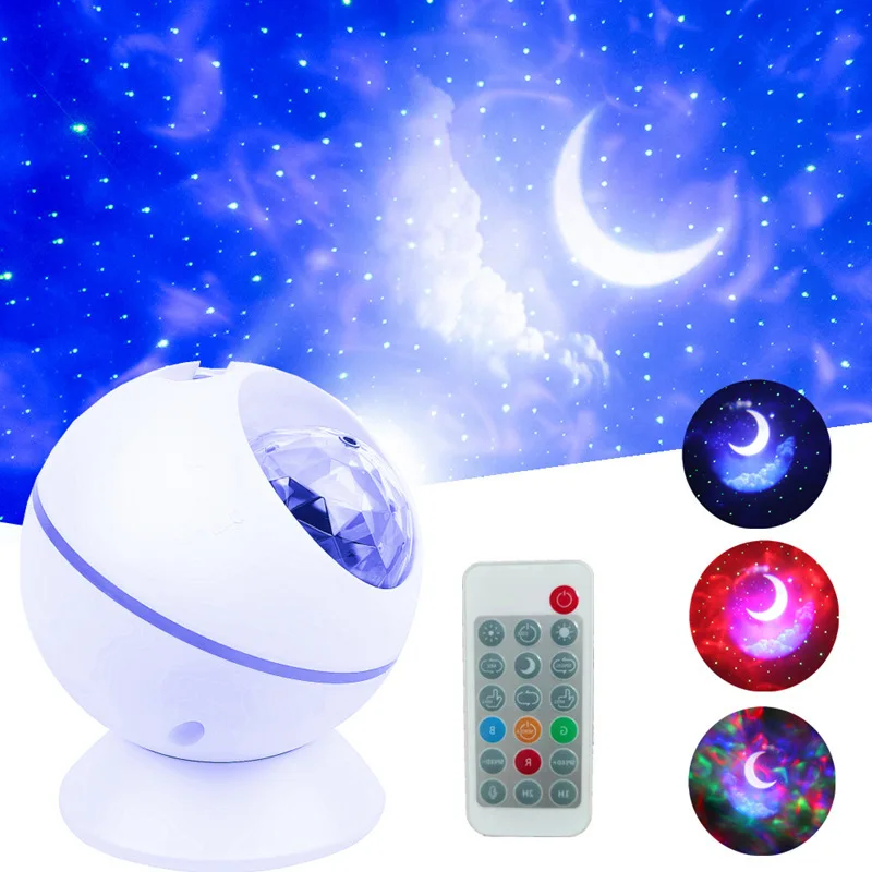 

-BorderLEDStarry Projection Lamp Car Ambience Light Ocean Starry Wave LampUSBVoice Control Remote Control Small N