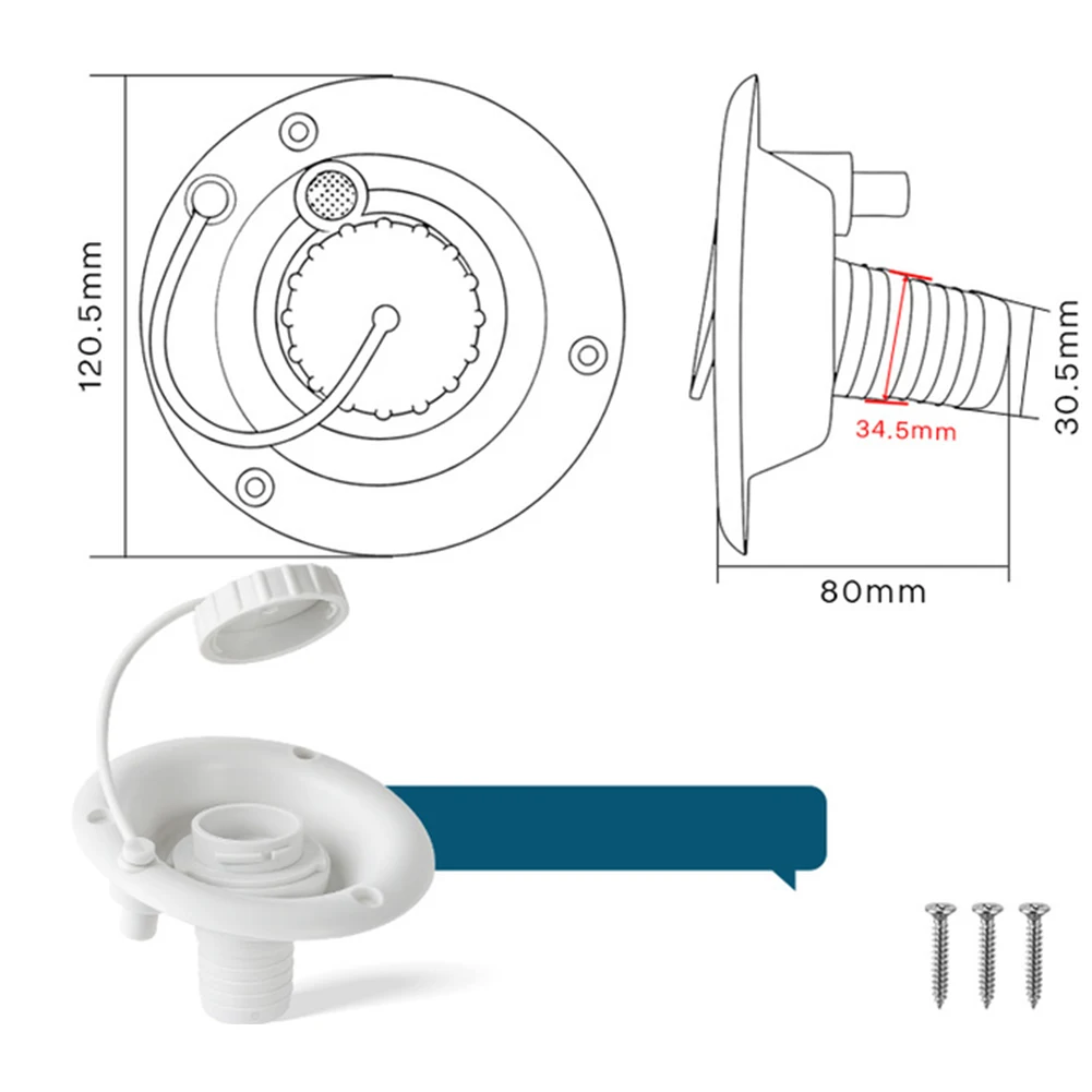 Fresh Tank Connector RV Gravity Inlet RV Camping Tank Refill White Built-in Vent Hole Multi-stage Hose Connector