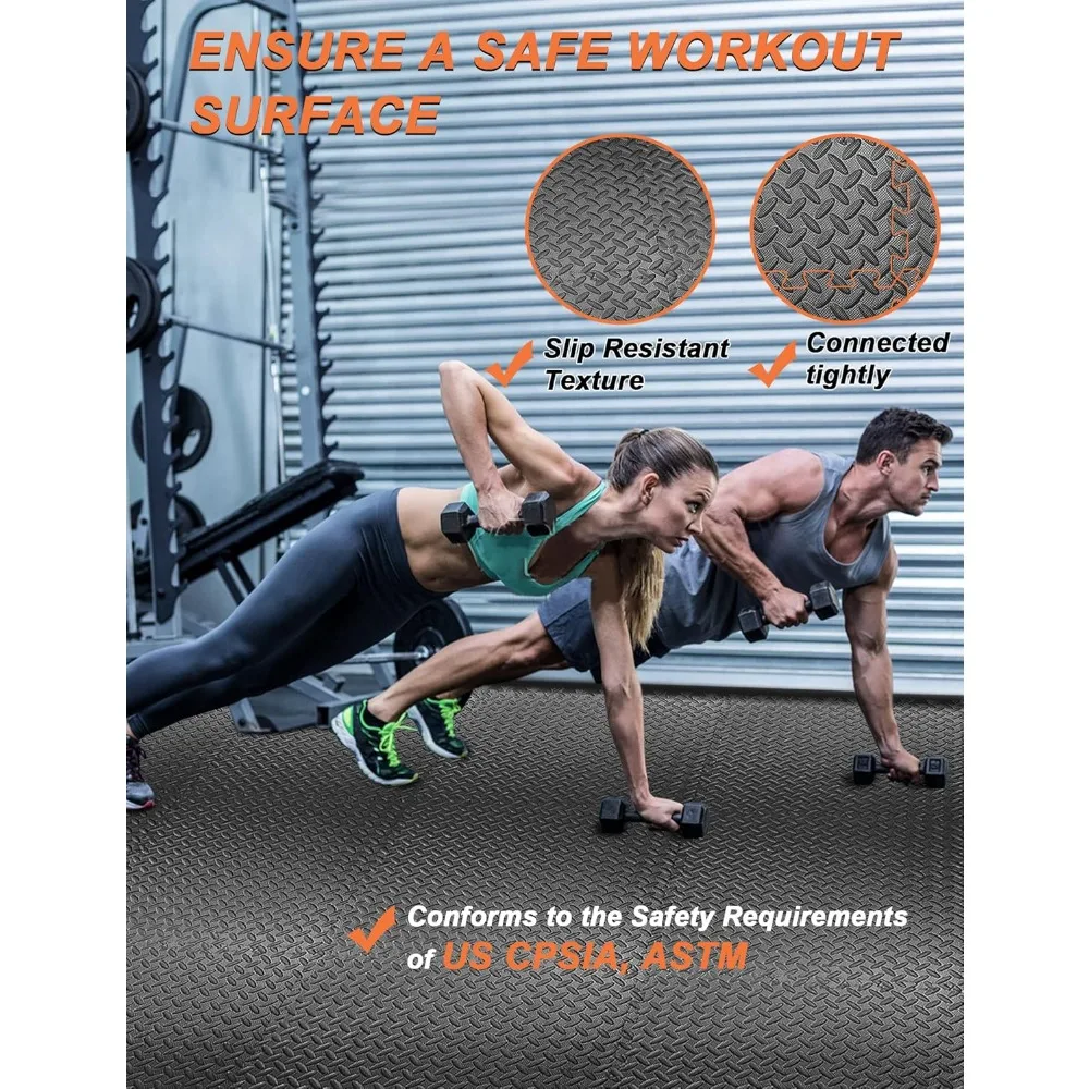 

12/24/48 Tiles Gym Flooring Gym Mats Exercise Mat for Floor Workout Mat Foam Floor Tiles for Home Gym Equipment Garage