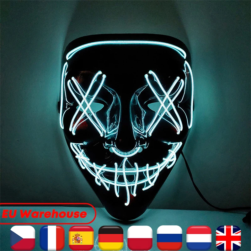 Glow LED Party Masks Horror Lighting Flash Mask Carnival Party Club Festival Cosplay Costume Masquerade Props Kids Adult Mask