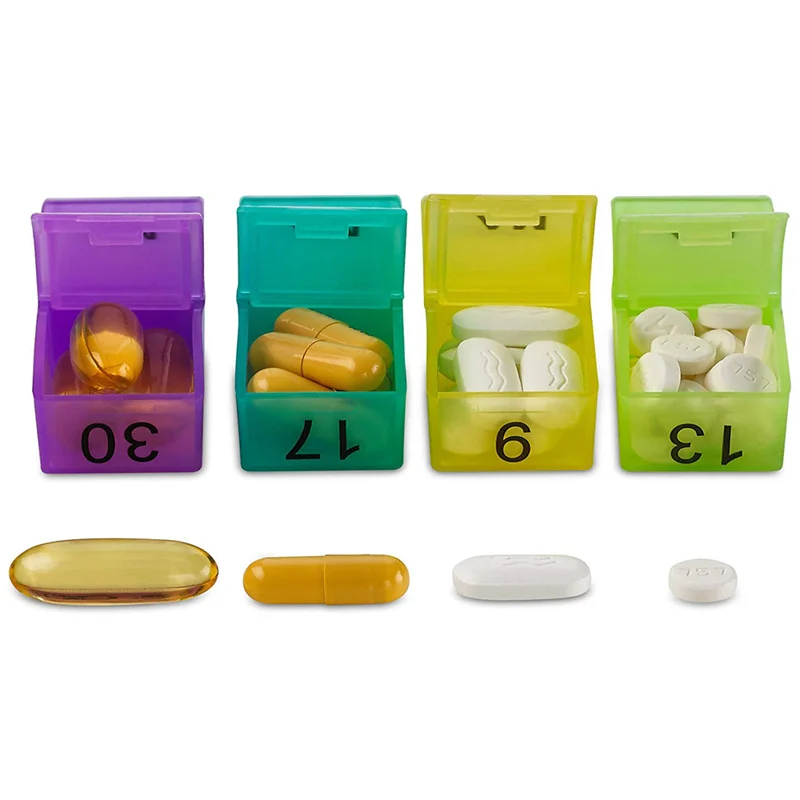 Monthly Pill Cases Travel Storage Container Colorful Drug Dispenser Packing Container 32 Slot Pill Box Organizer 31 Days