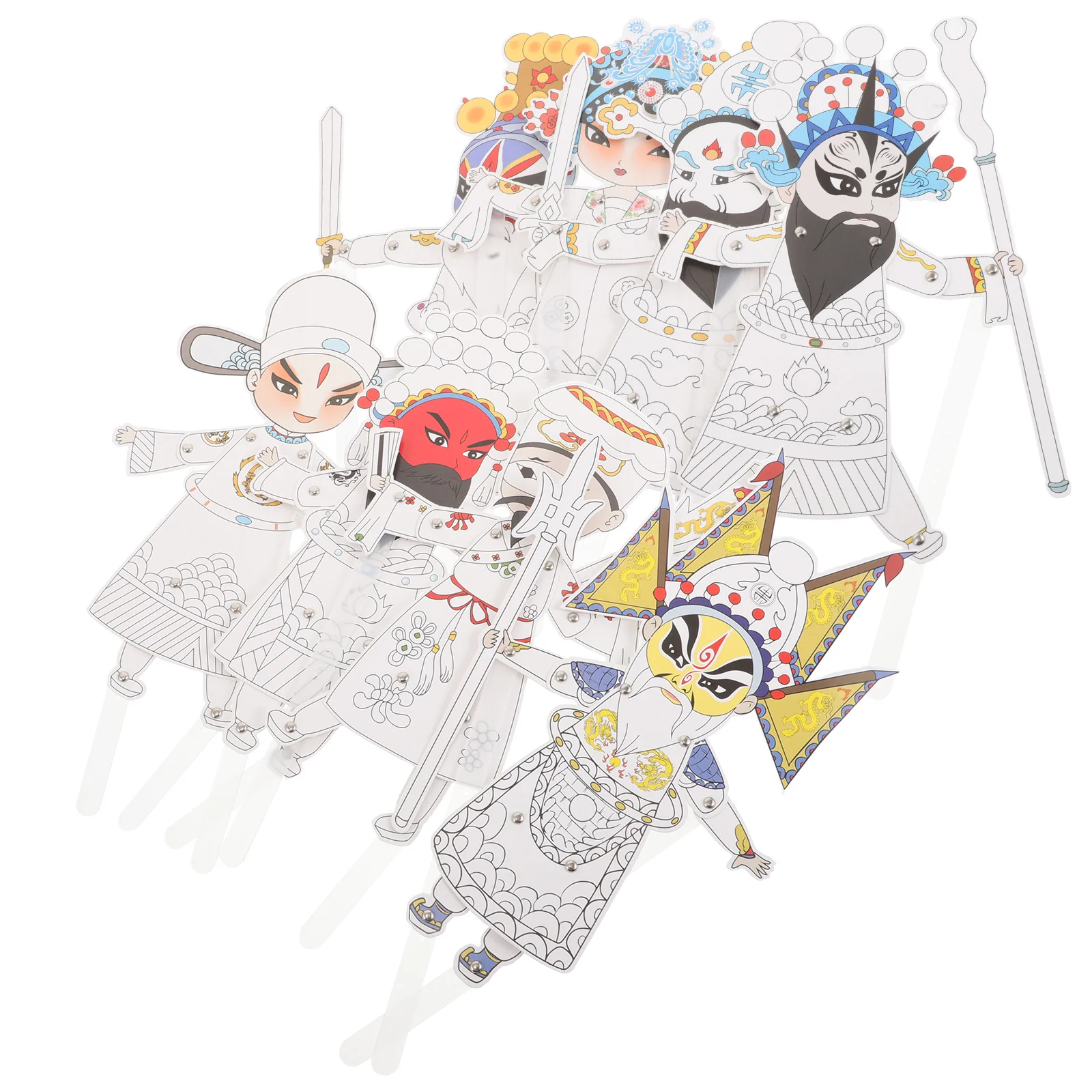 

8Pcs DIY Chinese Shadow Puppet Kit Traditional Handcraft Painting Set for Cultural Art Experience Creativity Learning