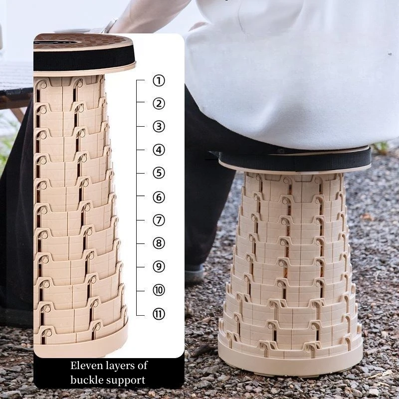 Imagem -04 - Outdoor Macio de Borracha Folding Stool Viagem Portátil Cadeira Telescópica Ajustável Camping Ground Stall Night Market Train Small Maza