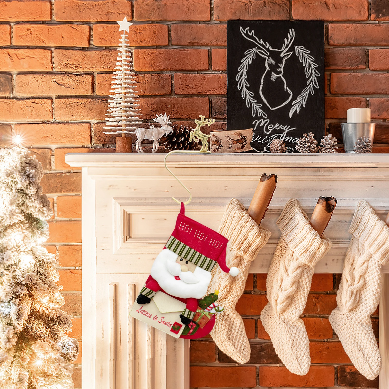 

Christmas Stocking Hook Heavy Duty Metal Decorative Holiday Hanging Holder for Fireplace Mantle Ornament Display Xmas Decoration