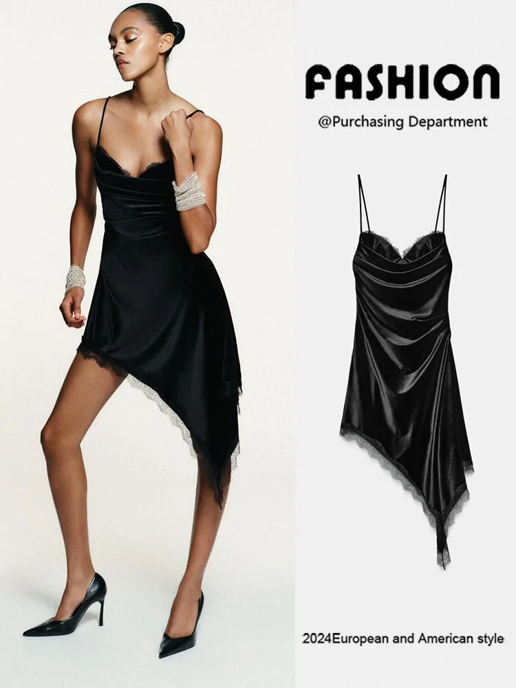 

Spring New Arrival Women's Gown Elely Ba Asymmetrical Lace Velvet Dr Faionable Strapl Design 2025 Winter