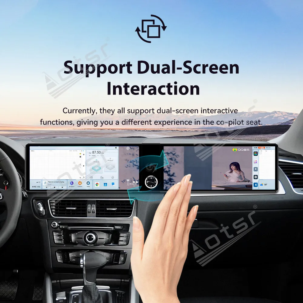 For Audi Q5 2008-2016 Car Radio Dual 12.3 Inch Screen Multifunctional Car Media Player with GPS Navigation Carplay Android 13