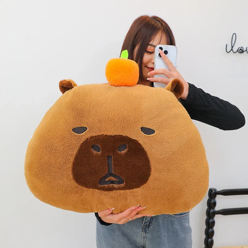 Nowa, duża, urocza pluszowa poduszka z kapibarą o wymiarach 60x50 cm, wypchane lalki kapibary, zabawki zwierzęce, poduszka do uspokajania i spania, prezenty urodzinowe dla dzieci.