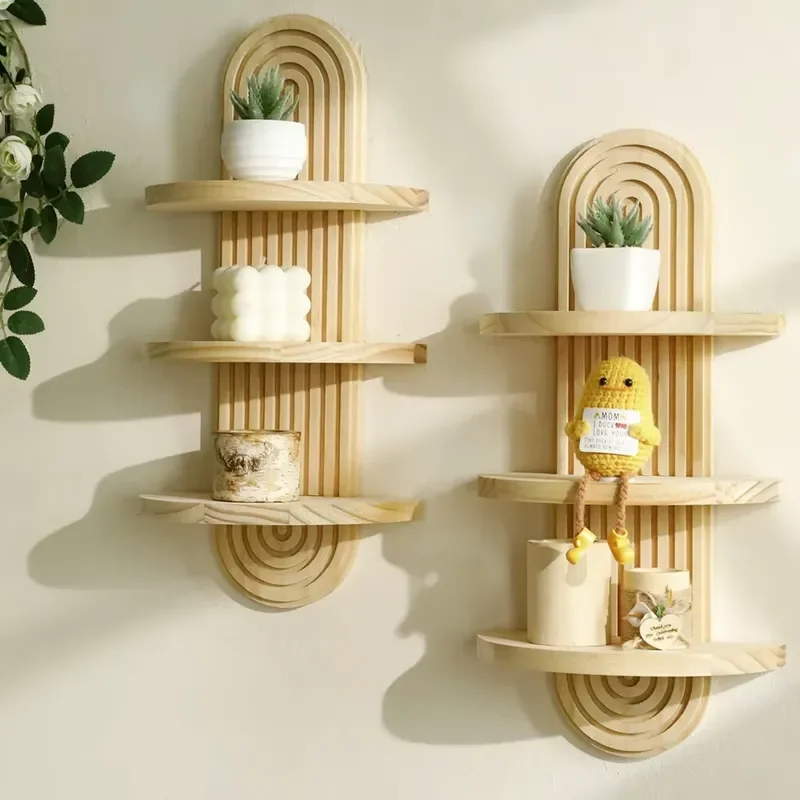 Oval Thread 3-tier Boxwood Wall Storage Rack Modern Simplicity Design Home Living Room Office Bedroom Decoration