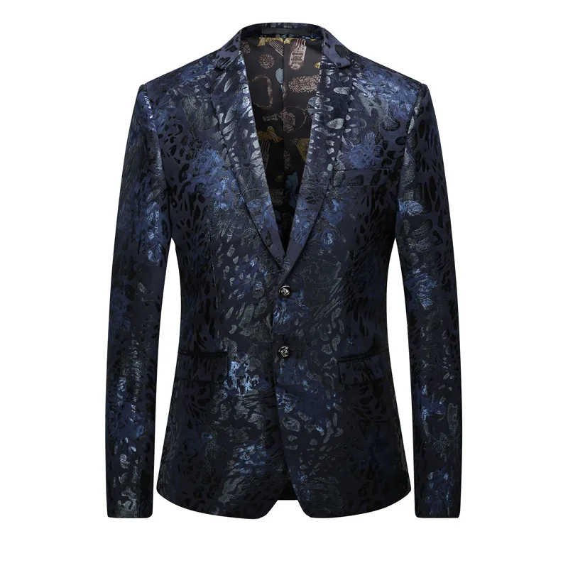 Leopard Bronzing Print Two Buttons Blazers For Men Oversized 5XL Business Casual Quality Comfortable Party Suits Terno Masculino