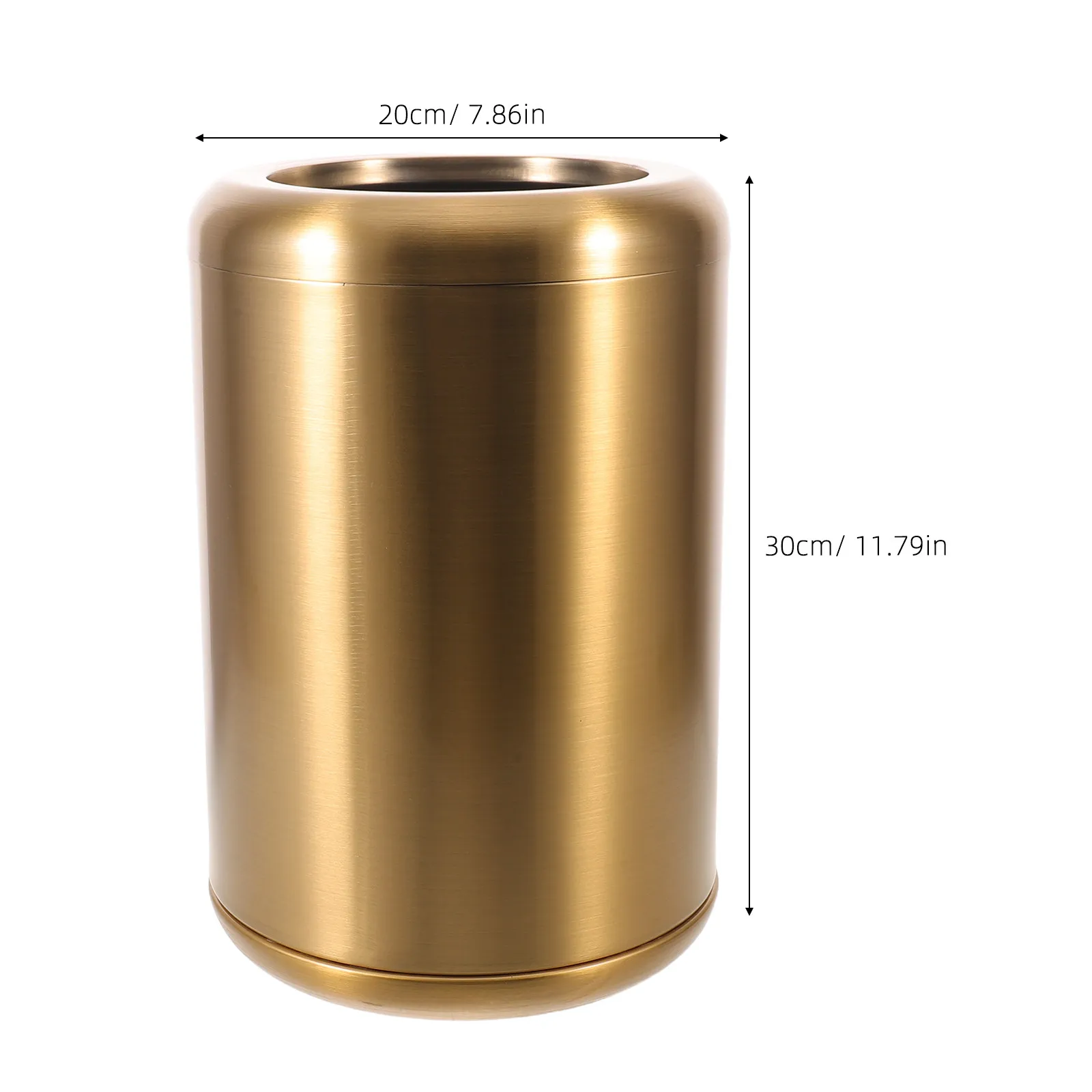 Stainless Steel Trash Can Gold Double Layer Open Top Kitchen Wastebasket Modern Round Garbage Bin for Hotel Office Room