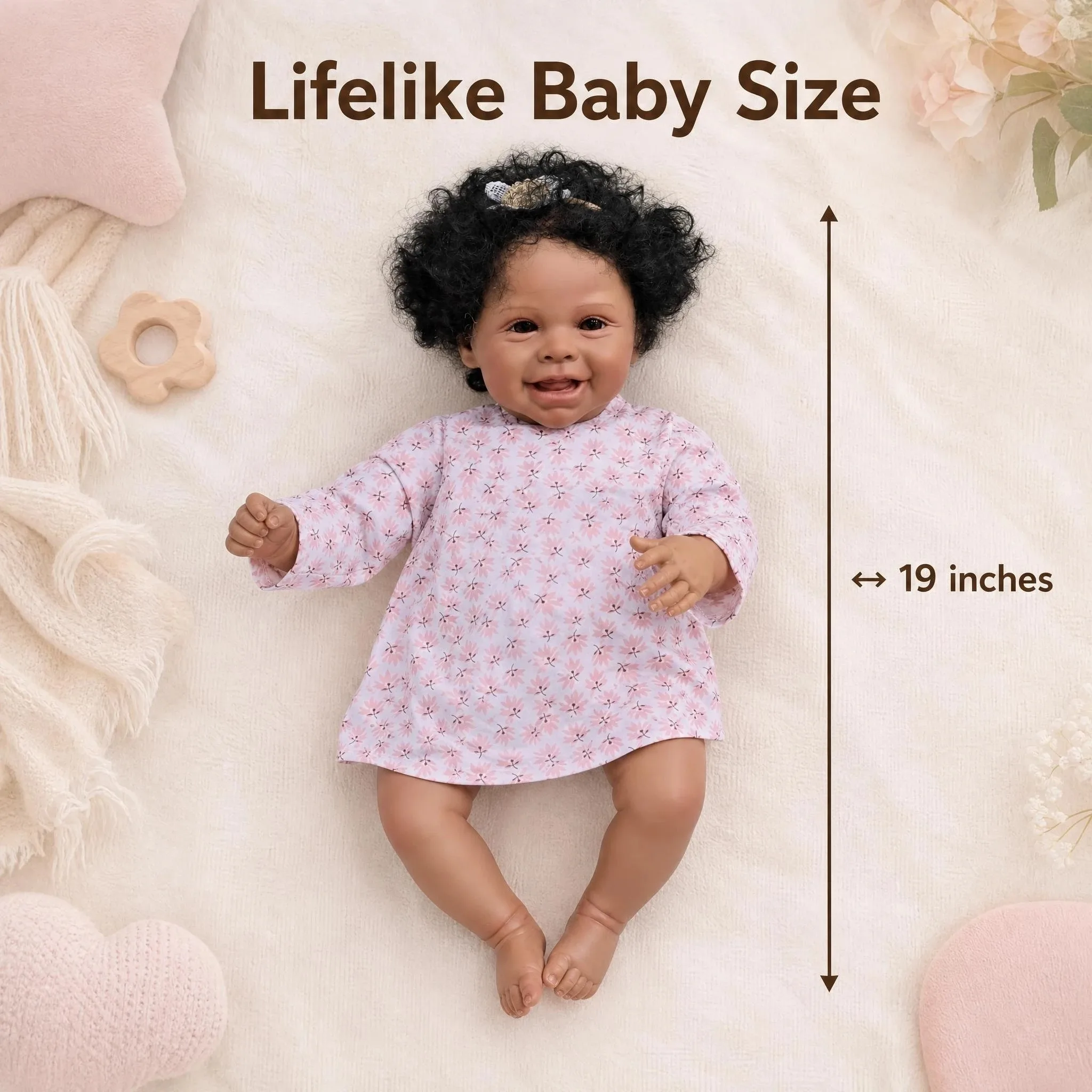 NPK 19inch Lifelike Harper Bebe Doll With Dark Skin Reborn Popular Limited Edition Doll Newborn Doll Lifelike Soft Real Soft Touch