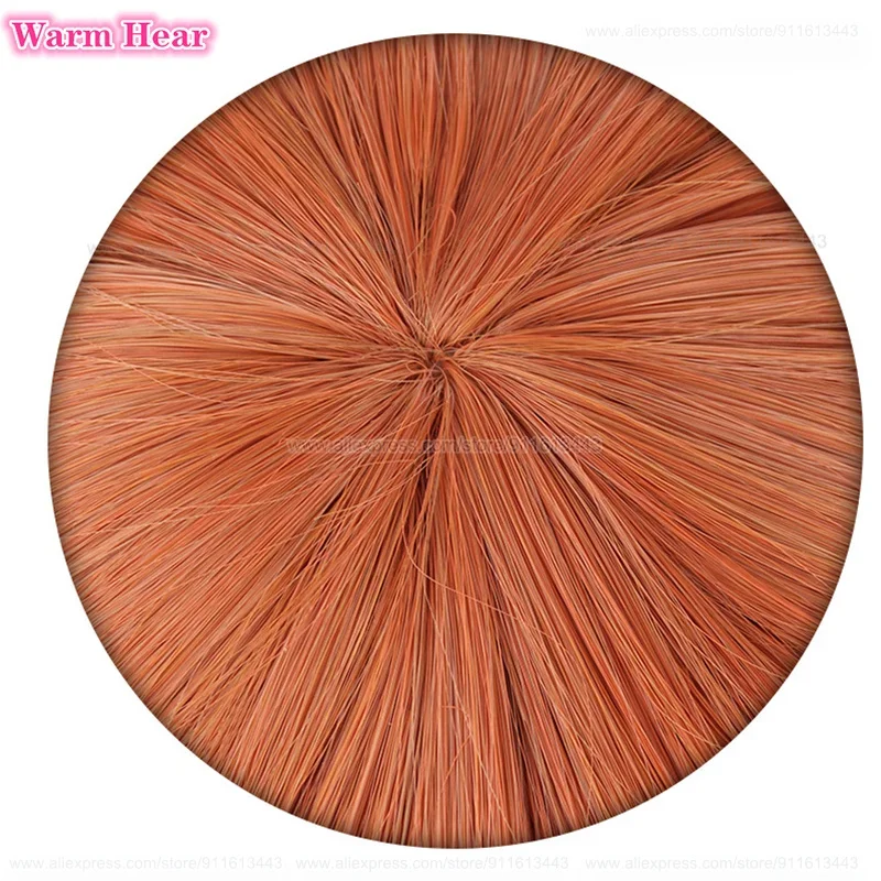 Peluca sintética de Anime Angel Devil para mujer, pelo de Cosplay ondulado naranja oscuro de 60cm, resistente al calor, juego de rol para fiesta, pelucas + gorro de peluca