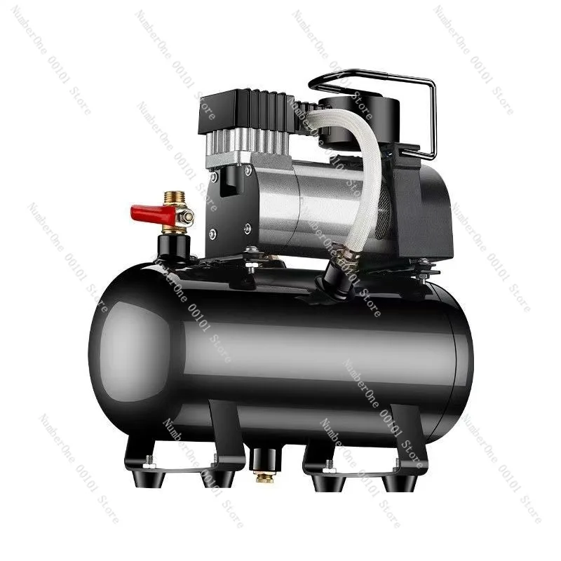 Mini air compressor, small car pump with tank, 12V/220V, portable air pump for home and electric vehicles