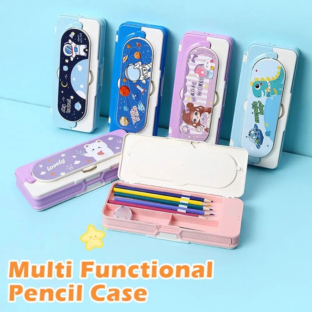 

Прочный механический пенал, двухслойный, многофункциональный пенал, коробка для ручек, подарок студентам