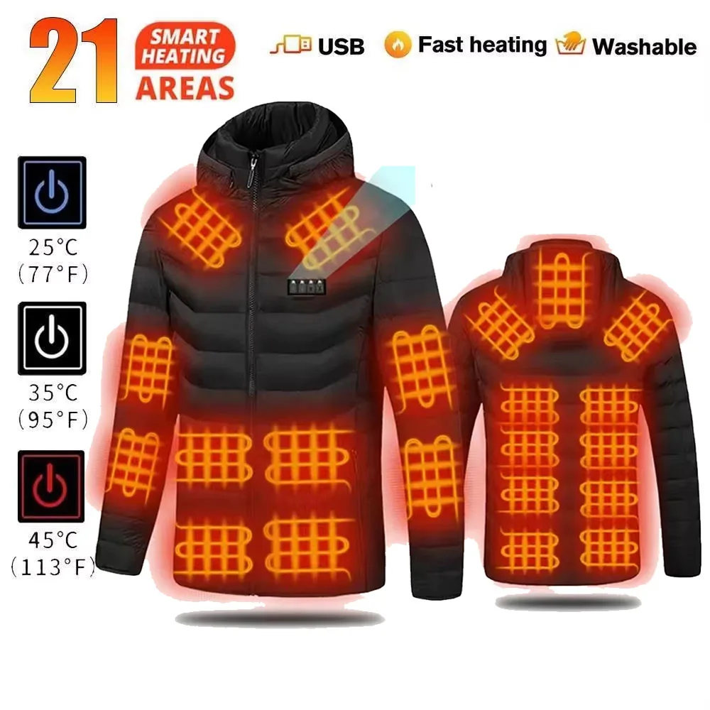 Heated Jacket Men Women USB Electric Self Heating Jacket Coat Warm Hunting Camping Hiking Skiing Winter