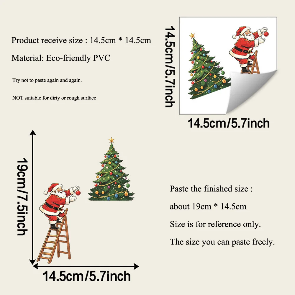 Santa Claus Climbs Stairs Christmas Tree Switch Sticker Room Decoration Mural New Year Socket Decor Self-adhesive Wall Decals