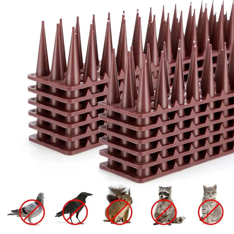 12PCS Bird Spikes Anti Pigeon Spikes Plastic Anti Climb Fence Wall Spikes Cat Intruder Deterrents Repellents Outdoor Garden