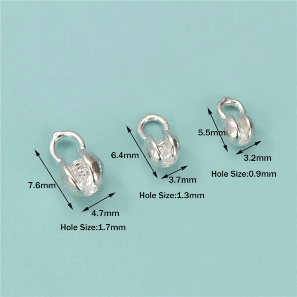 5Pcs 925 Sterling Silver Crimp Clasps Wrapped Cord Buckle Connectors For DIY Bracelet Necklace Jewelry Making Findings Accessory