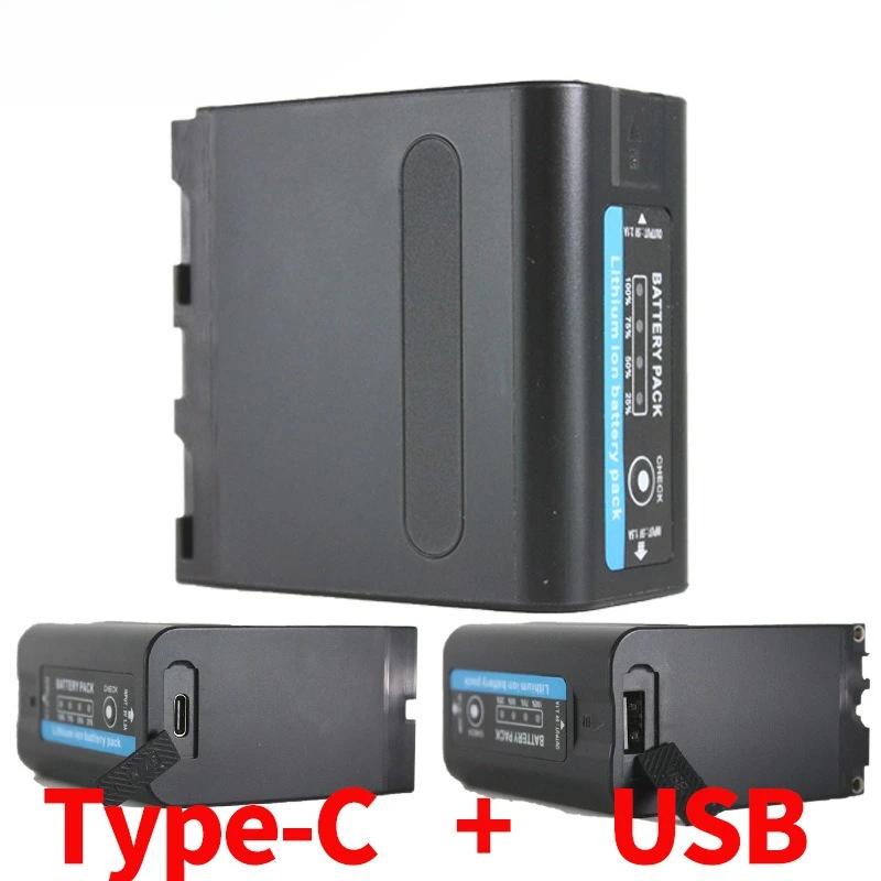 10000MAH Upgrade F980 Decoding Battery for Sony Camcorder HXR-MC1500C NEX-EA50 HVR-Z7C for LED Video Light Type-C USB Interface
