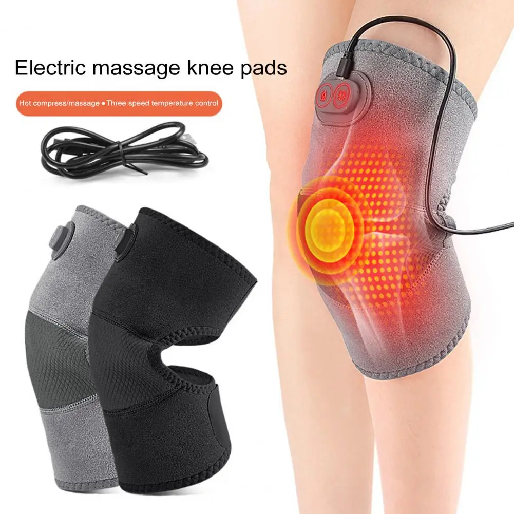 Knee Heating Pad Electric Knee Pad with 3 Temperature Adjustment for Arthritis Pain Relief Vibration Massage Usb for Joint