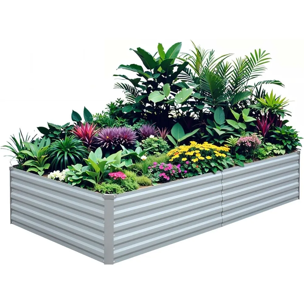 Raised Garden Bed 6×3×1.5FT - Galvanized Steel Planter for Outdoor Vegetables, Flowers, and Herbs - Tall Deep Root Box Kit