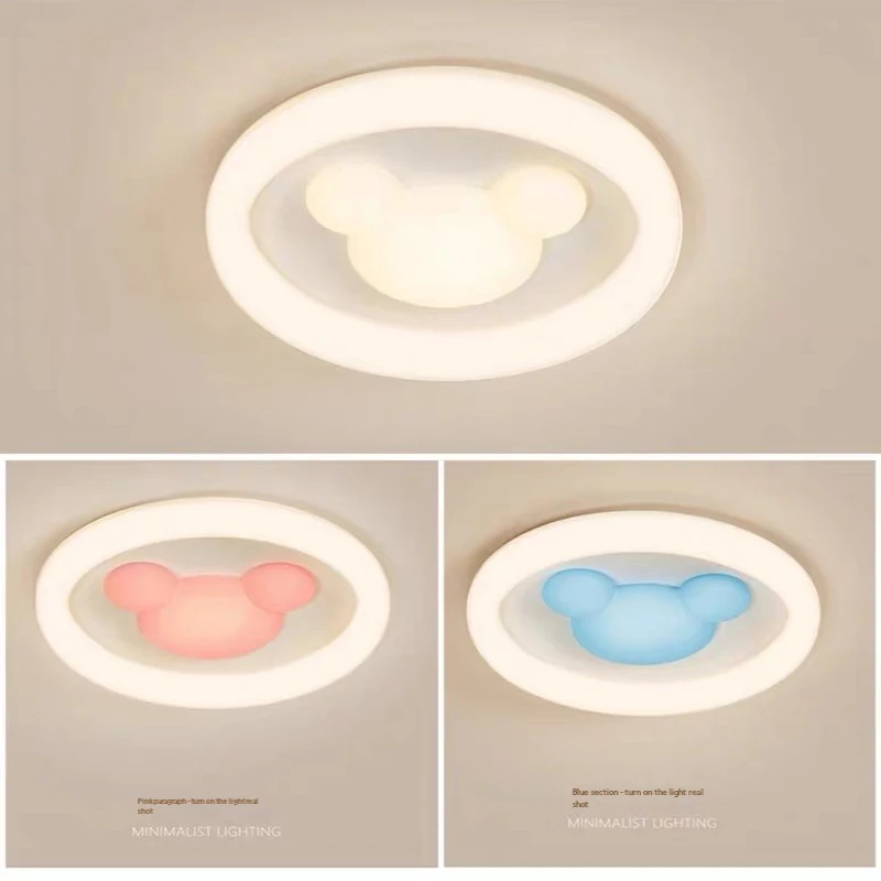 Imagem -05 - Nordic Mickey Led Luz de Teto Lâmpada de Quarto Infantil Lâmpada Criativa dos Desenhos Animados Proteção para os Olhos Princesa Iluminação Interior Meninas e Meninos