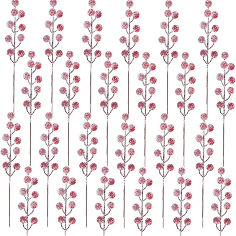 5/10 Stück Weihnachtsdekoration Schneeflocke Rote Beere Ast Weihnachtsbaum Anhänger für Heimdekoration Weihnachten Neujahr 2025, Geschenkzubehör – Detail 11