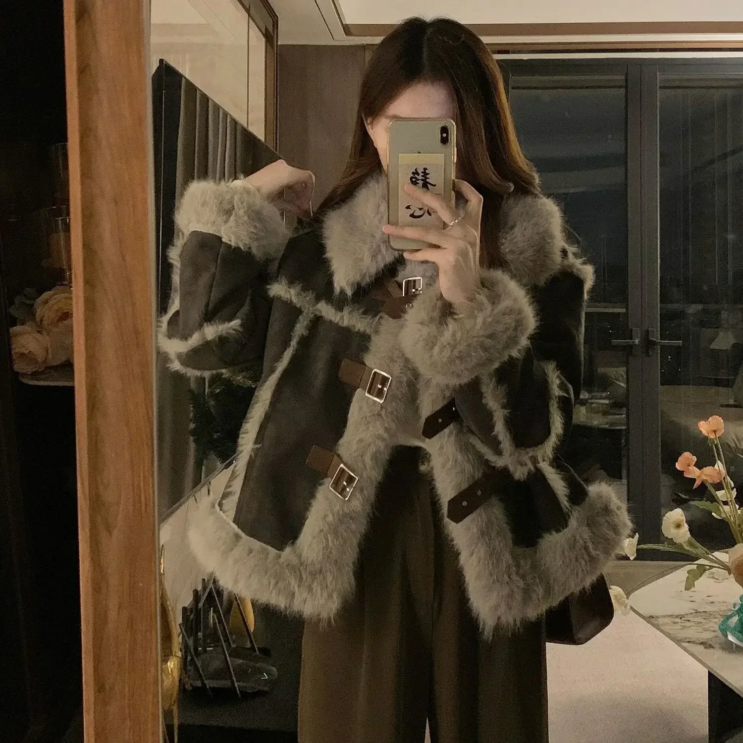 thickened pie overcome fur collar fur coat women's winter fur coat