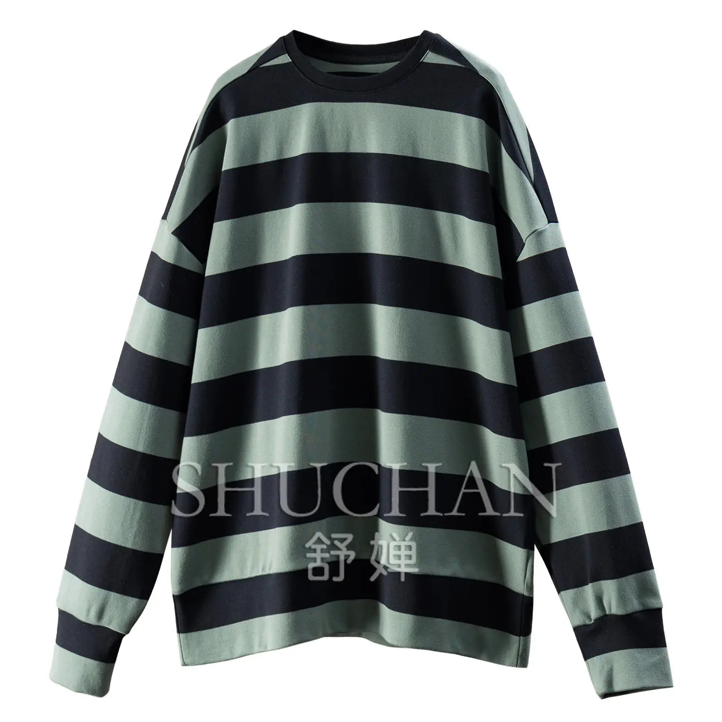 French T-shirt Retro Contrast Stripe Yarn 100 Cotton Loose Long Sleeve 82W6 T Shirt Women