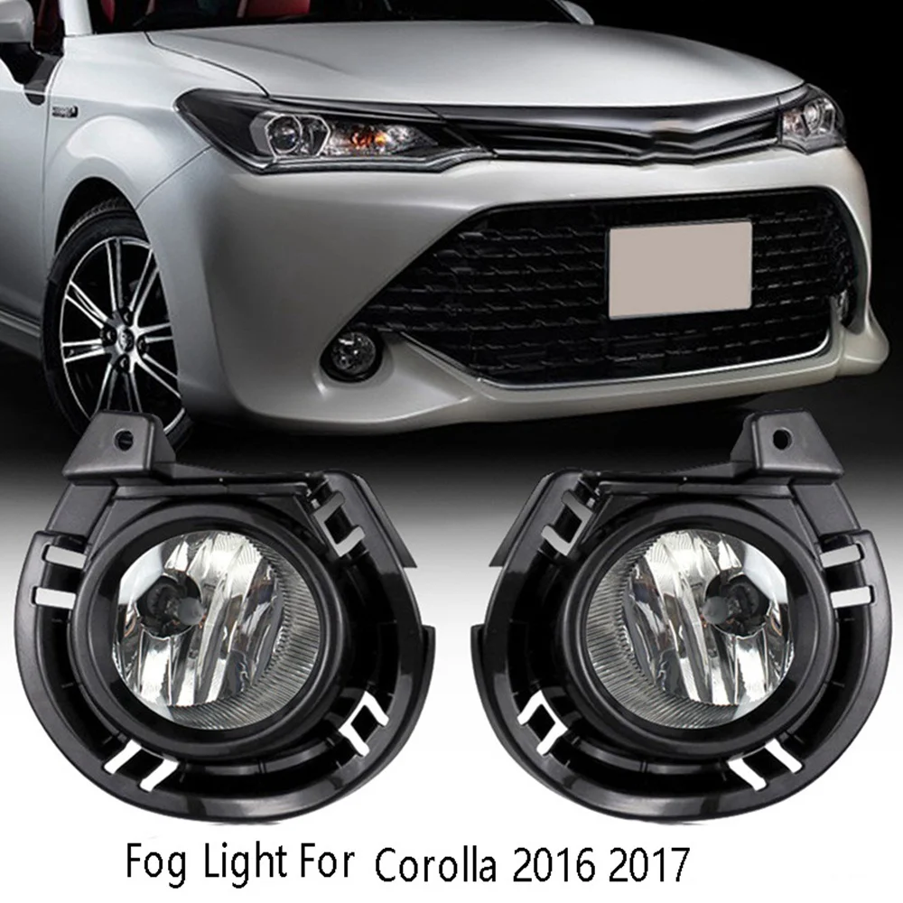 Front Bumper Fog Light Assembly with W/Bulb Switch Wire Bezel Anti Fog Light for Toyota Corolla 2016 2017