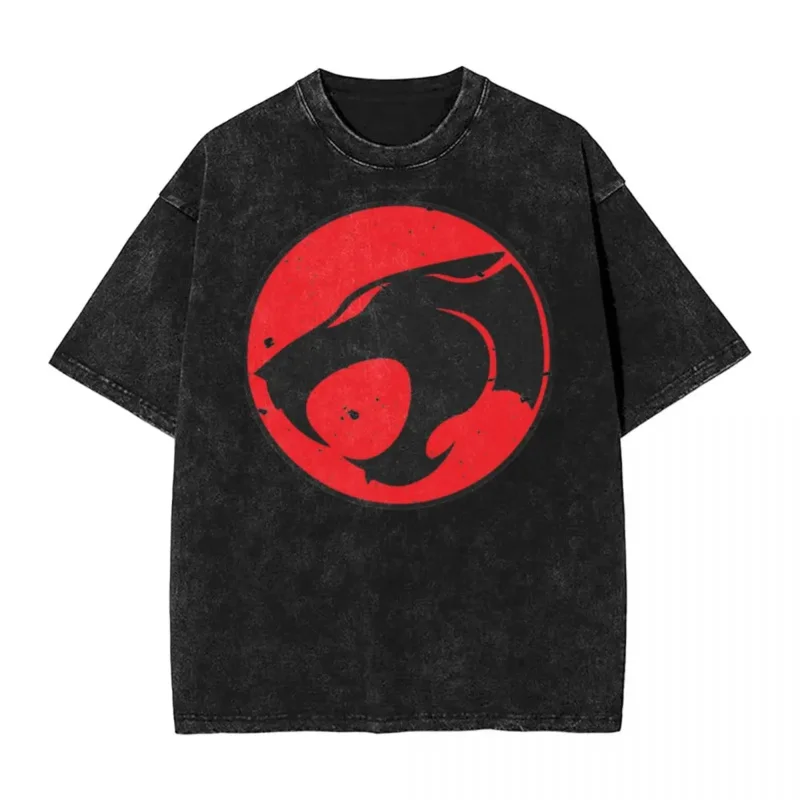 Thundercats Washed T Shirts Streetwear Hip Hop Fashion T-Shirt Tees Tops Men Women Short Sleeve Oversize Printed