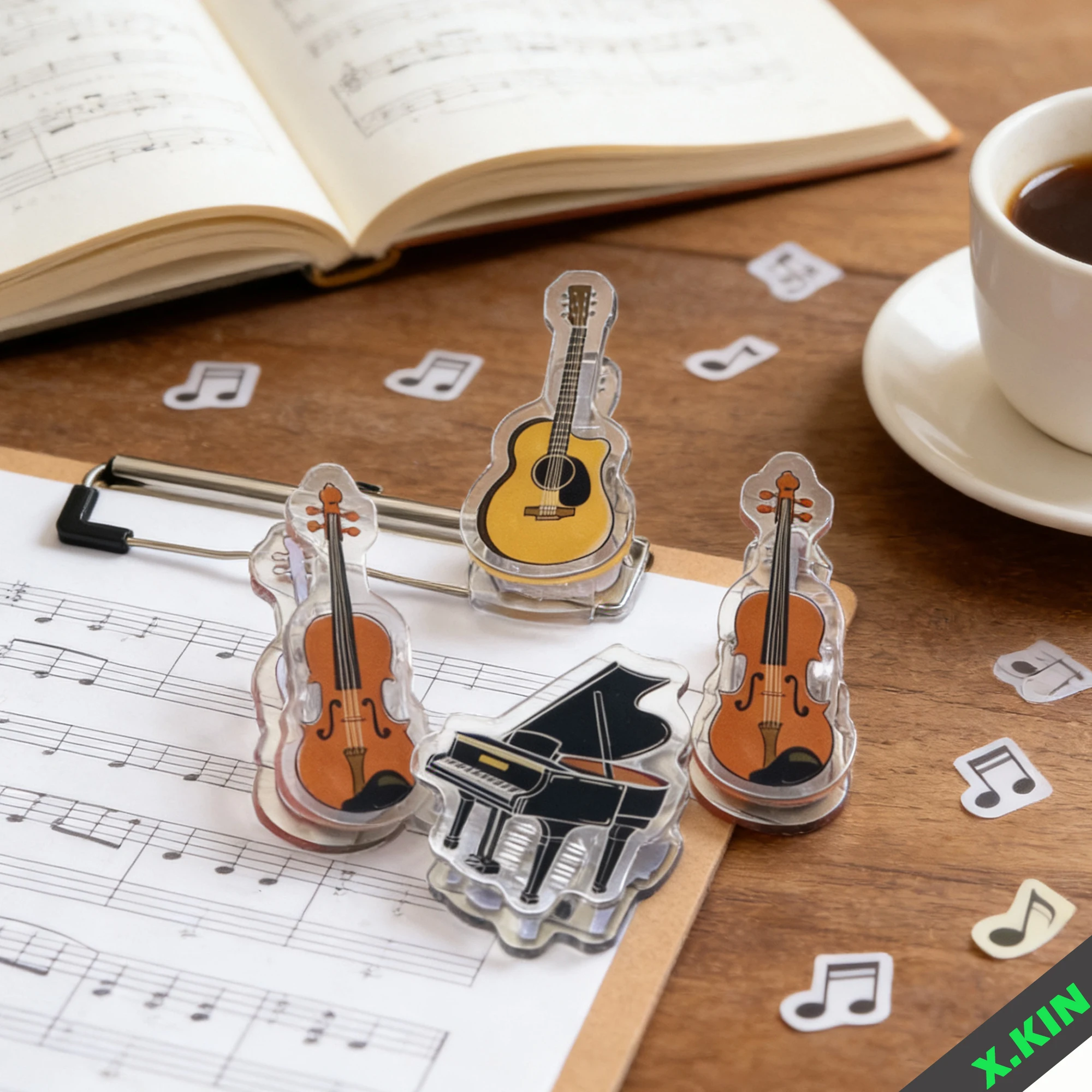 Acrylic Music Score Clip, Piano Violin Guitar Shape, Transparent Page Holder, Cute Desk Decor Gift